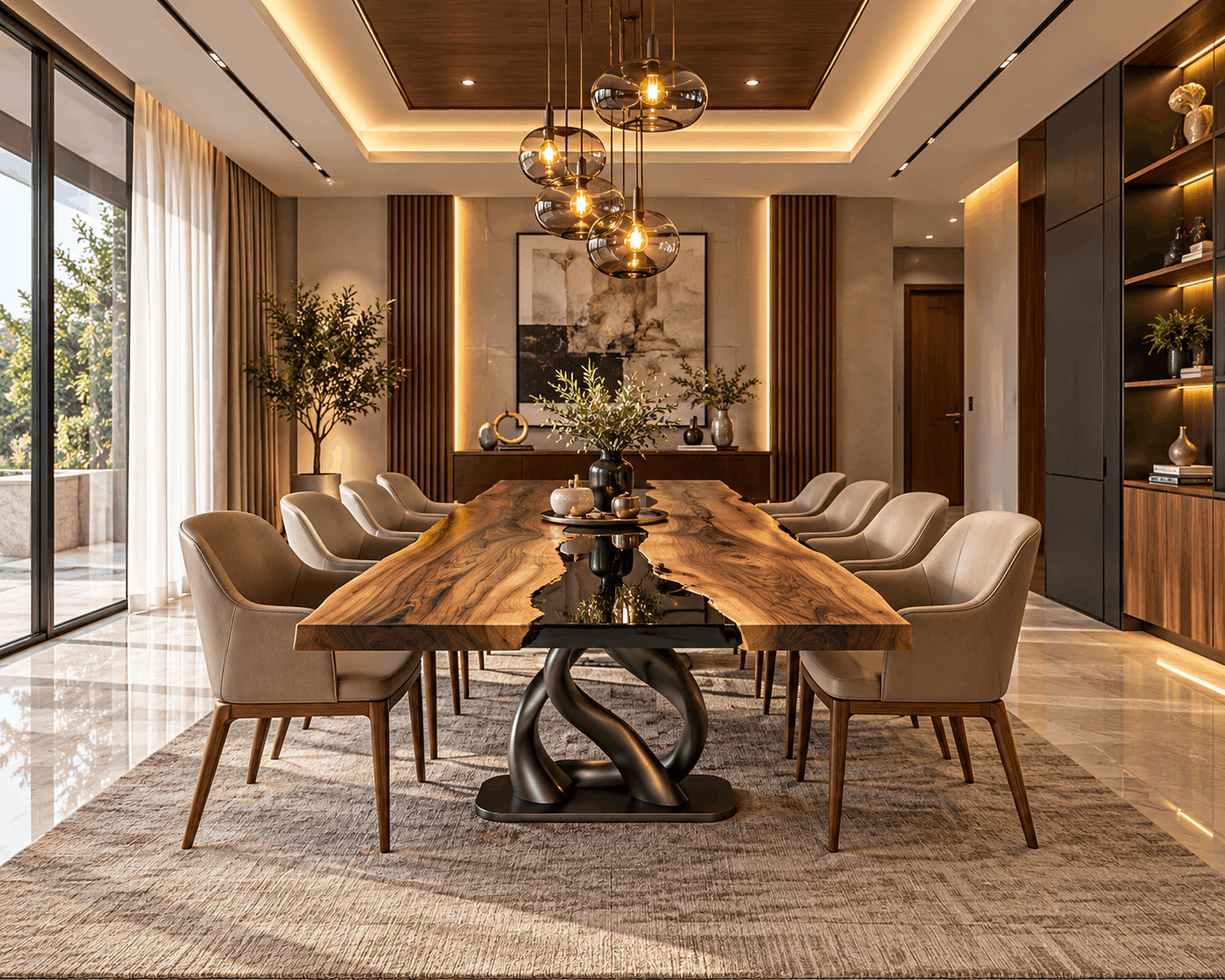Metal & Wood Dining Table