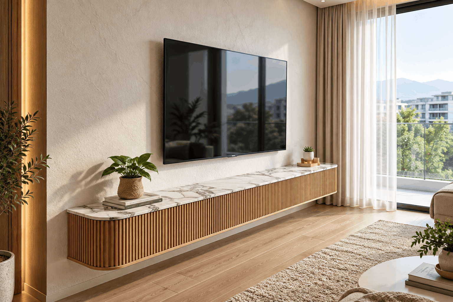 Wood & Marble TV Unit